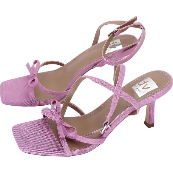 DV Dolce Vita Zidane Pink Linen Bow Ankle-Strap Sandals Women 6.5M - Picture 2 of 6